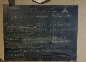 Lundi 19 janvier 2026 – Bonne fête Marius ! Happy birthday Arthus en CM1 !