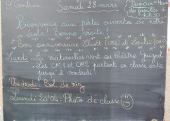 Samedi 28 mars 2026 – Belle fête aux Gontran ! Joyeux anniversaire Eliott en CE2 et Loreleï en CM1 ! JPO -> Bonne visite !