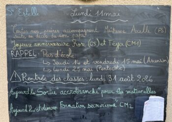 Lundi 11 mai 2026 – Belle fête aux Estelle ! Joyeux anniversaire à Rose (GS) et à Téya (CM1), profitez de votre journée les filles !